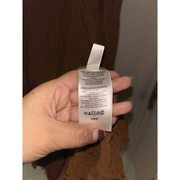 Free People Sasha Shimmy Cinnamon Ruffled Tank Raw Frayed Hem M - Picture 3 of 7